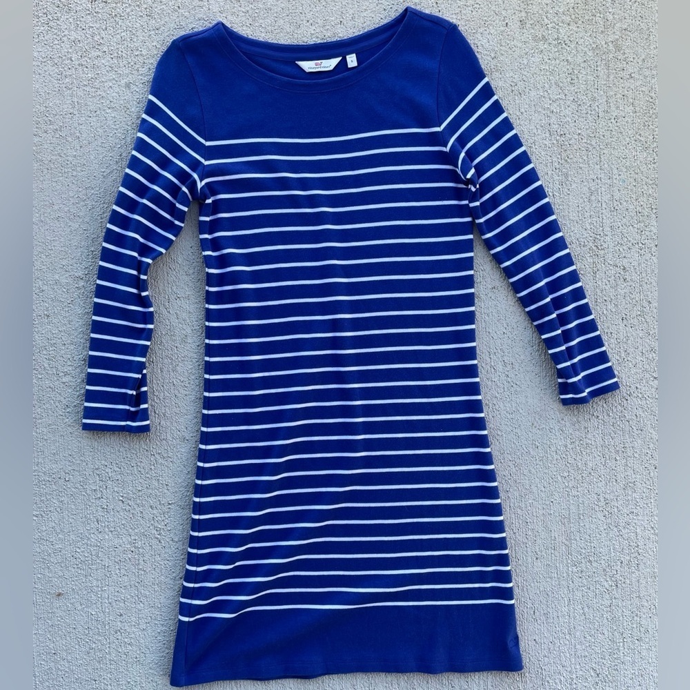 Vineyard Vines Coastal Blue Striped Casual Dress Pima Cotton, S